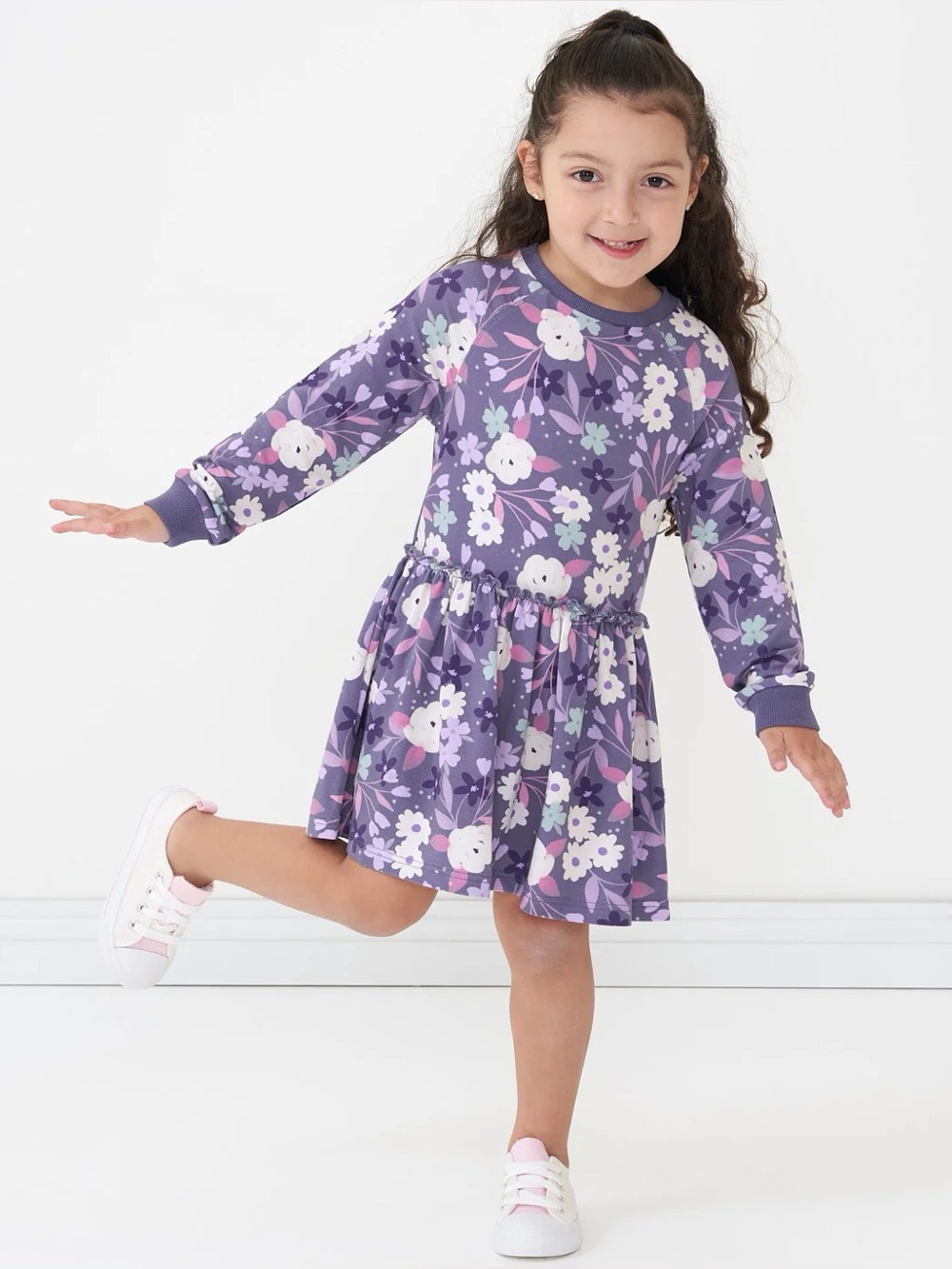 Little Sleepies Sugar Plum Floral Long Sleeve Dress